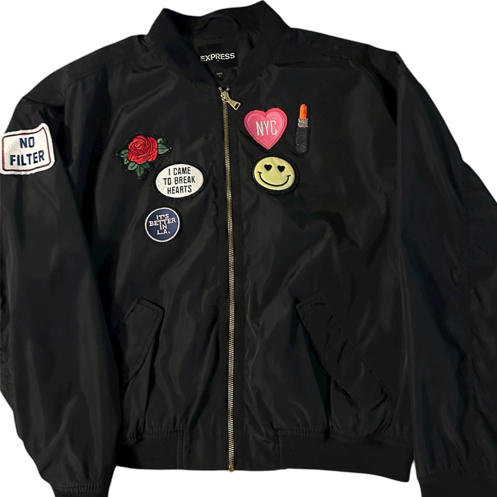 Express Black Jacket with Embroidered Patches